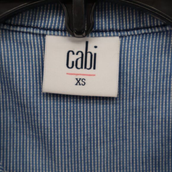 CAbi Stretch Denim Jean Jacket Size XS Blue & White Striped Decorative Buttons - Picture 4 of 7